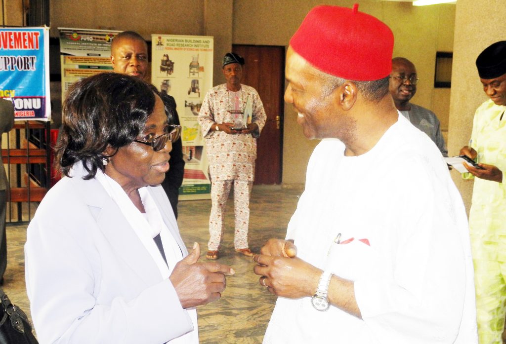 Prof Deborah Ajakaiye in a chat with Nigeria's Minister of Science and Technology, Ogbonnaya Onu