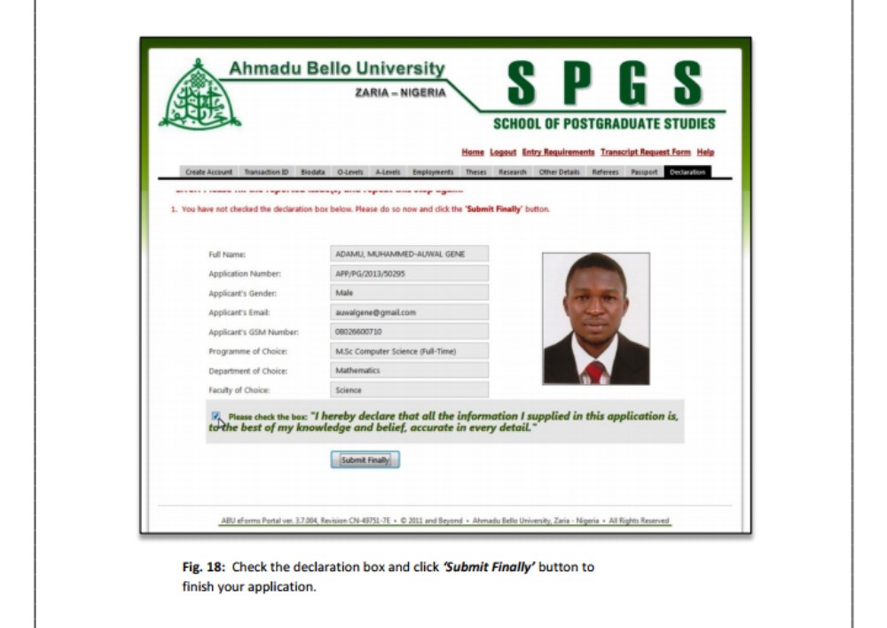 Official Guidelines On Filling ABU PG Application Forms 3