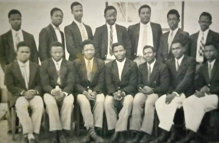 1953: The Pioneer Students of the Nigerian College of Arts, Science and Technology Zaria that was later transformed to Ahmadu Bello University Zaria. The school actually started with 8 foundation members before others joined. Amongst the Foundation members are Prof. Iya Abubakar (Standing 3rd from left), late mallam Abu Egbunu (Standing 3rd from right), mallam Adamu Fika,  late Prof. Joseph Adetoro, Alh.  Waziri Abdu, Alh. Muhammadu Dikko etc