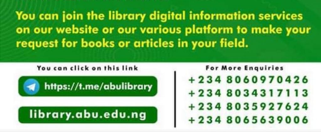 ABU Library Launches Telegram Group to Assist student