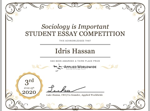 ABU Student, Hassan Idris beat 2.7 million contestants to Win Int'l Essay Competition