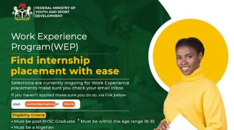 Call for Application: FG Work Experience Program (WEP) 2021 for Nigerian Youths 8