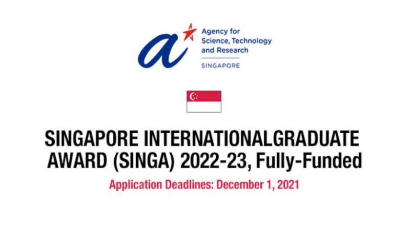 APPLY: 2022 Singapore International Graduate Award (SINGA) Scholarship For International Students 2
