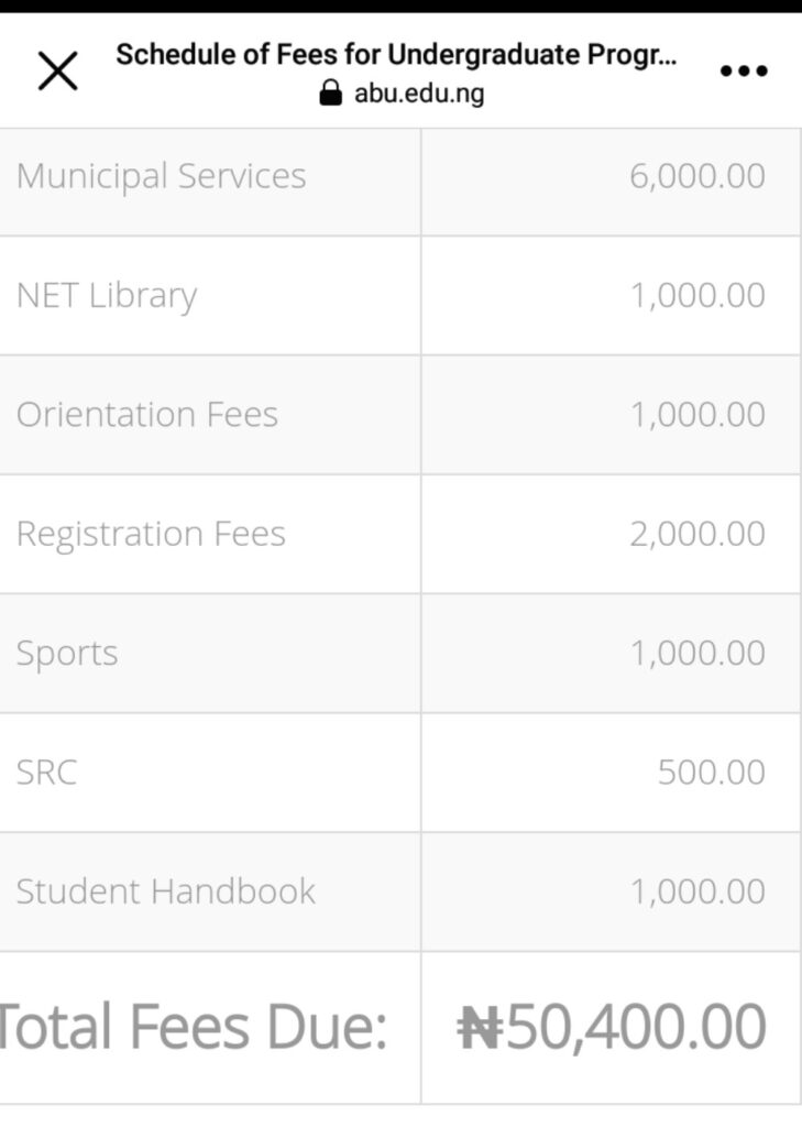 School fees By ABU, ATBU