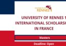 APPLY: 2022 University of Rennes Scholarships Program